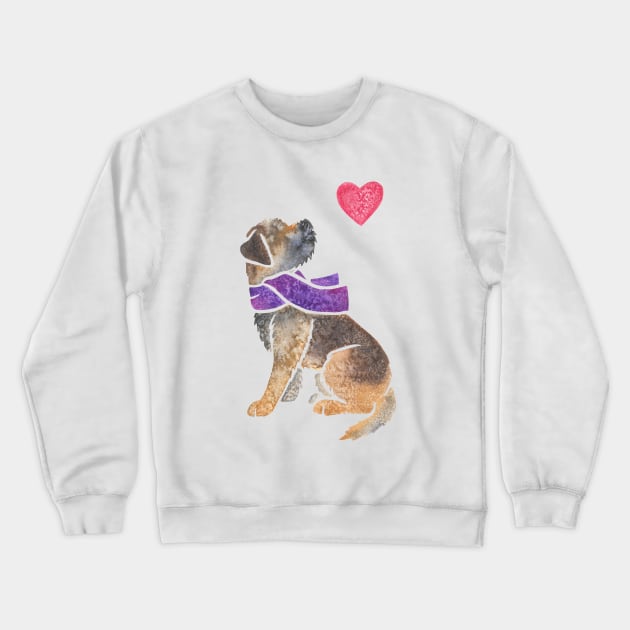 Watercolour Border Terrier Crewneck Sweatshirt by animalartbyjess